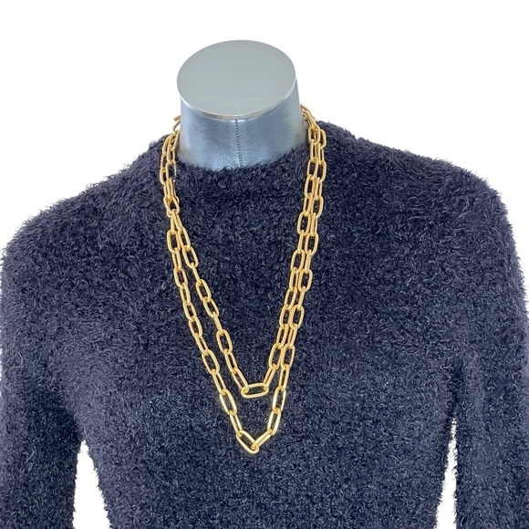 VTG AK ANNE KLEIN Classic Heavy Gold-tone Chain Link Metal Necklace 26" - Picture 3 of 15